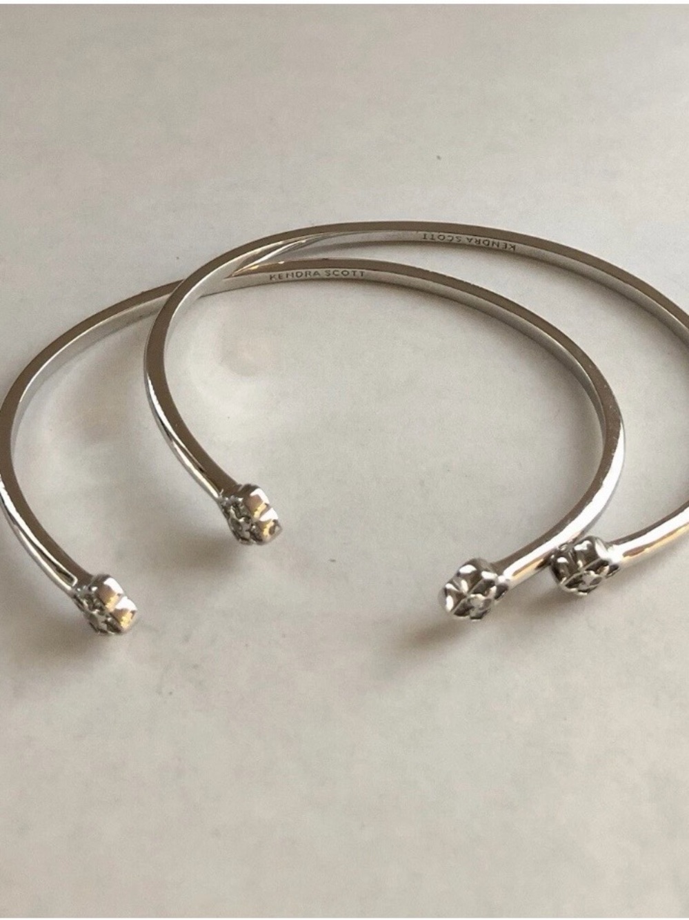 Kendra Scott Silver Open Cuff Bracelet with Crystal Ends